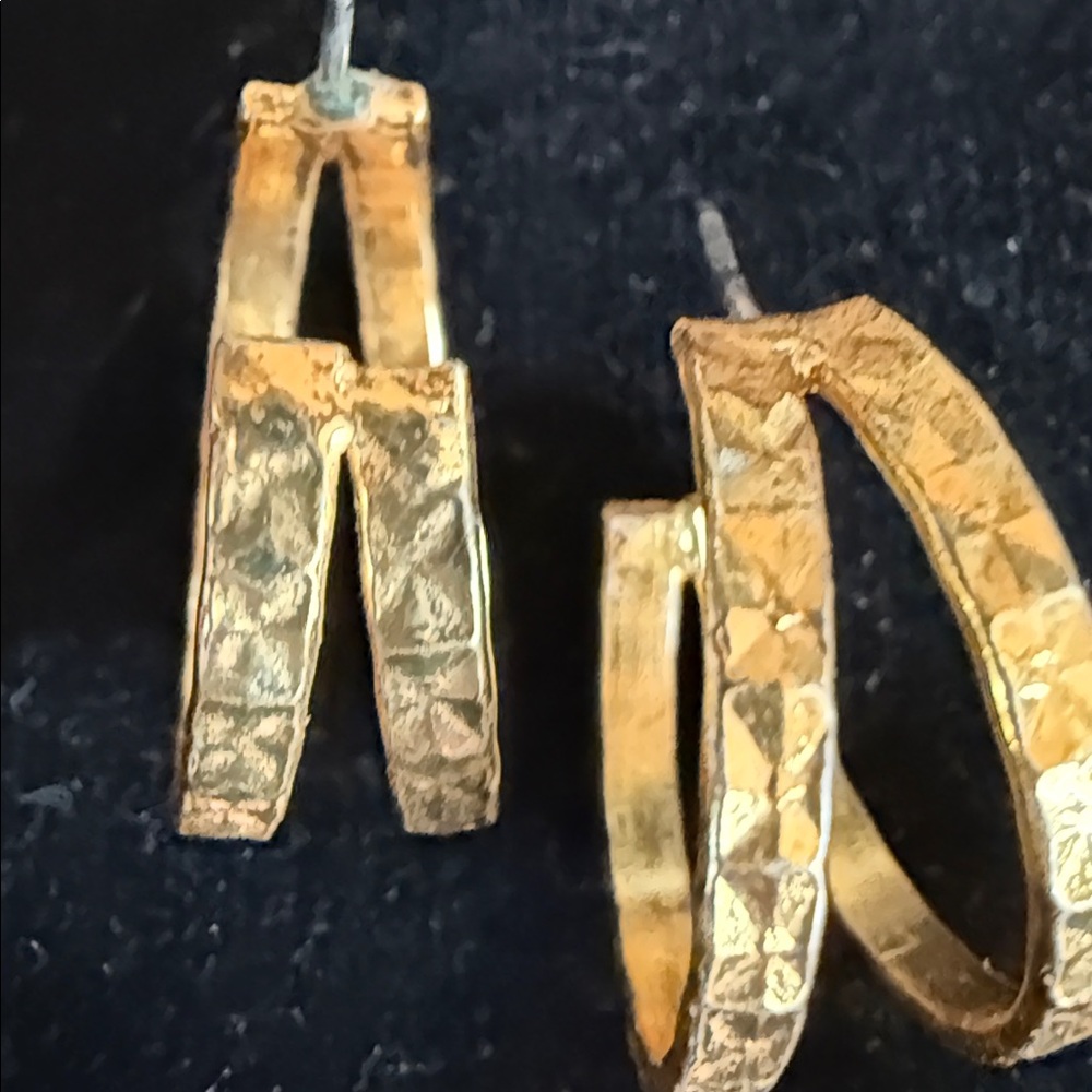 ON SALE!Textured Gold Hoop Earrings